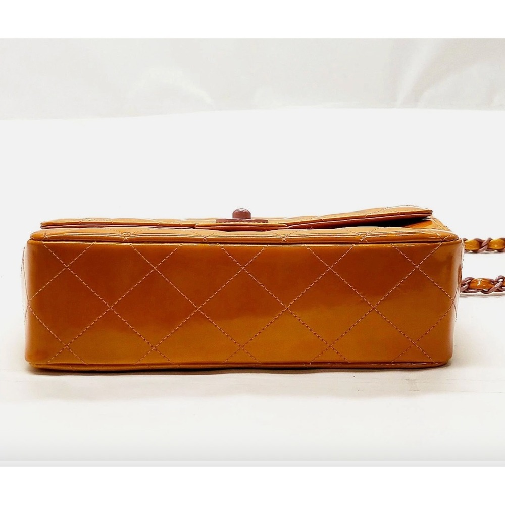 Chanel Patent Calfskin Quilted Mini Rectangular Flap Bag Orange & Pink - Picture 4 of 12